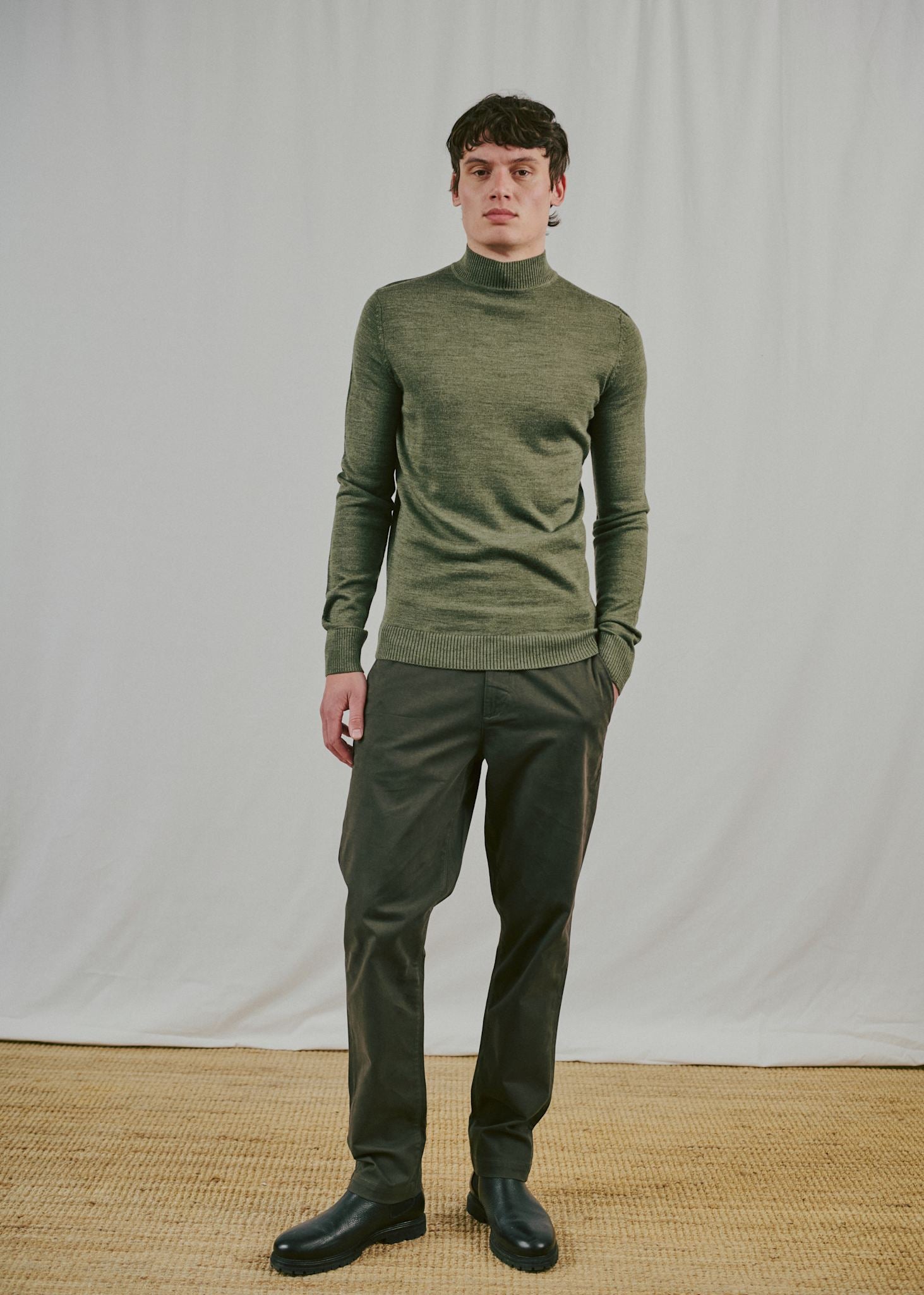 BS Froder Regular Fit Stickat - Olive