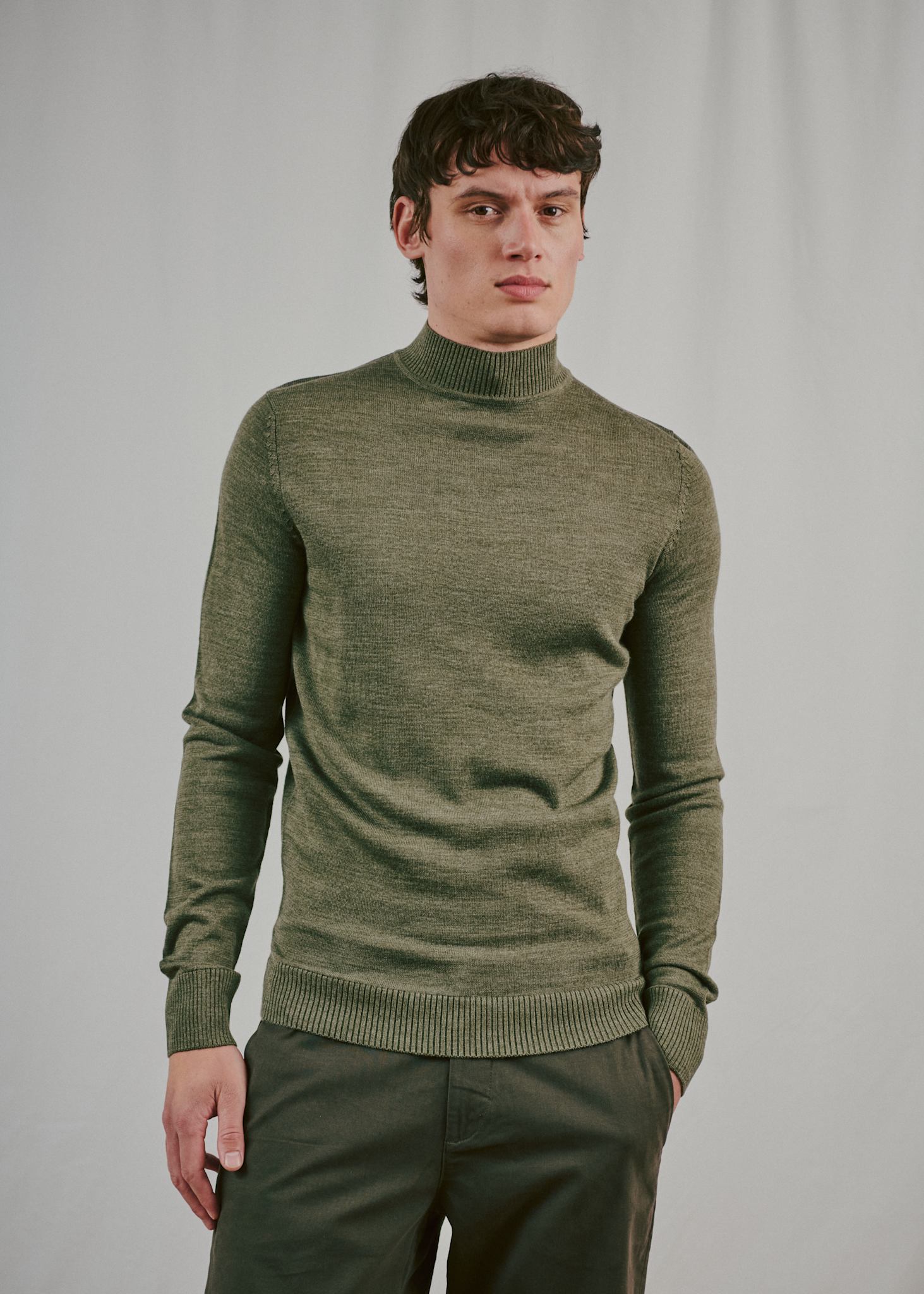 BS Froder Regular Fit Stickat - Olive