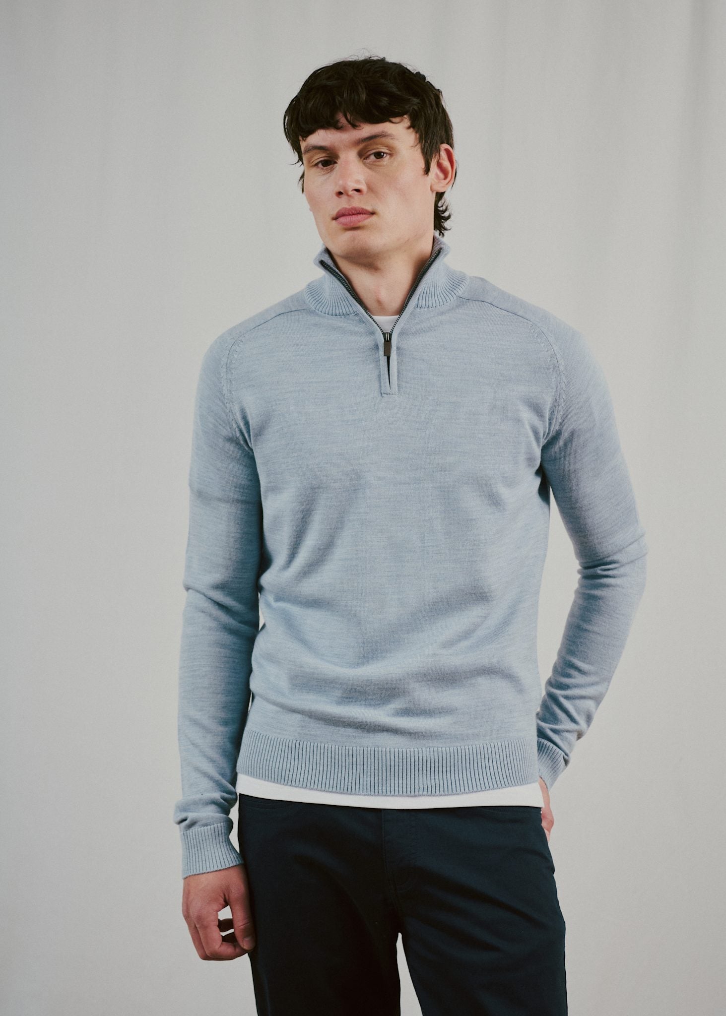 BS Pelle Regular Fit Stickat - Light Blue