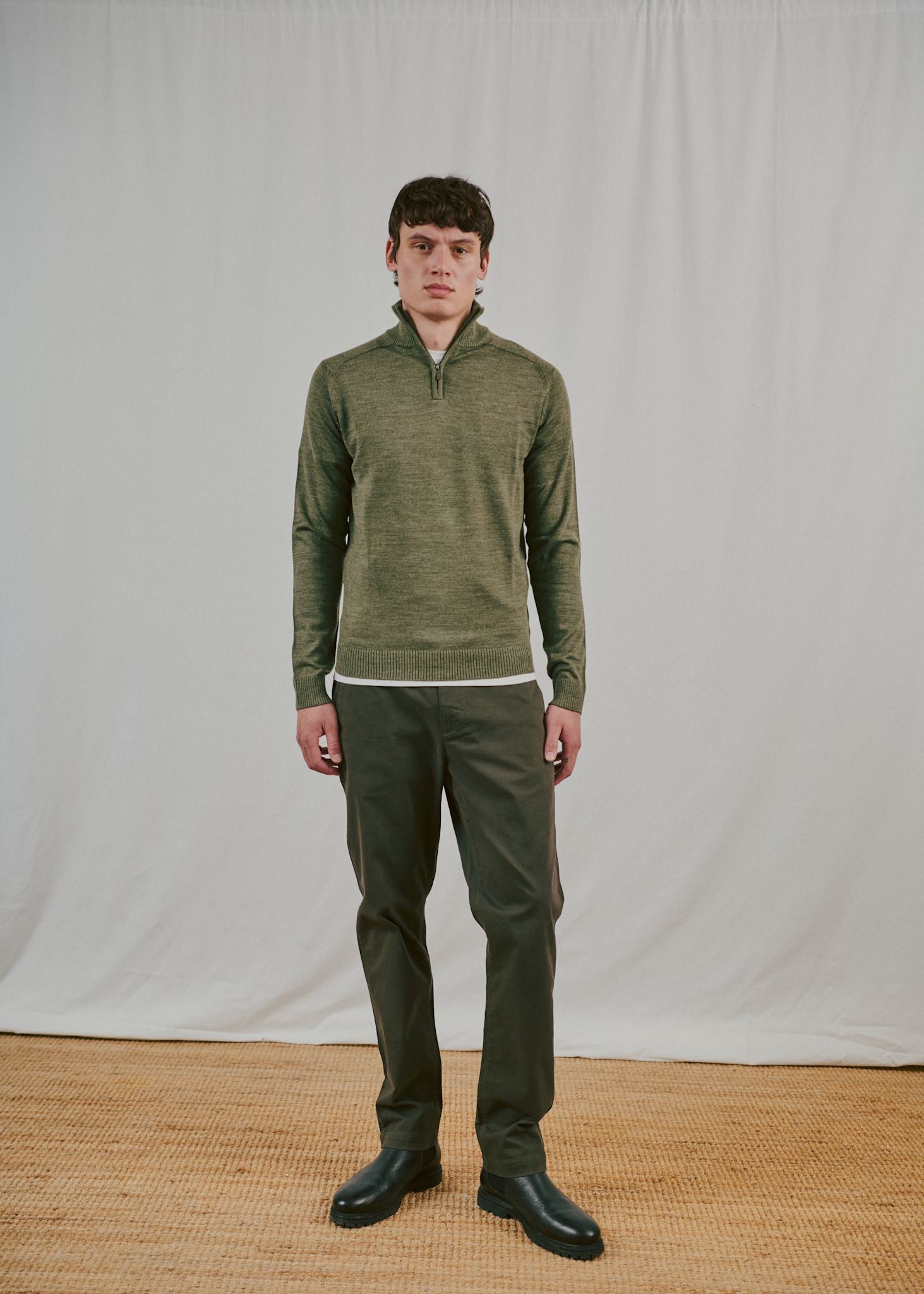 BS Pelle Regular Fit Stickat - Olive