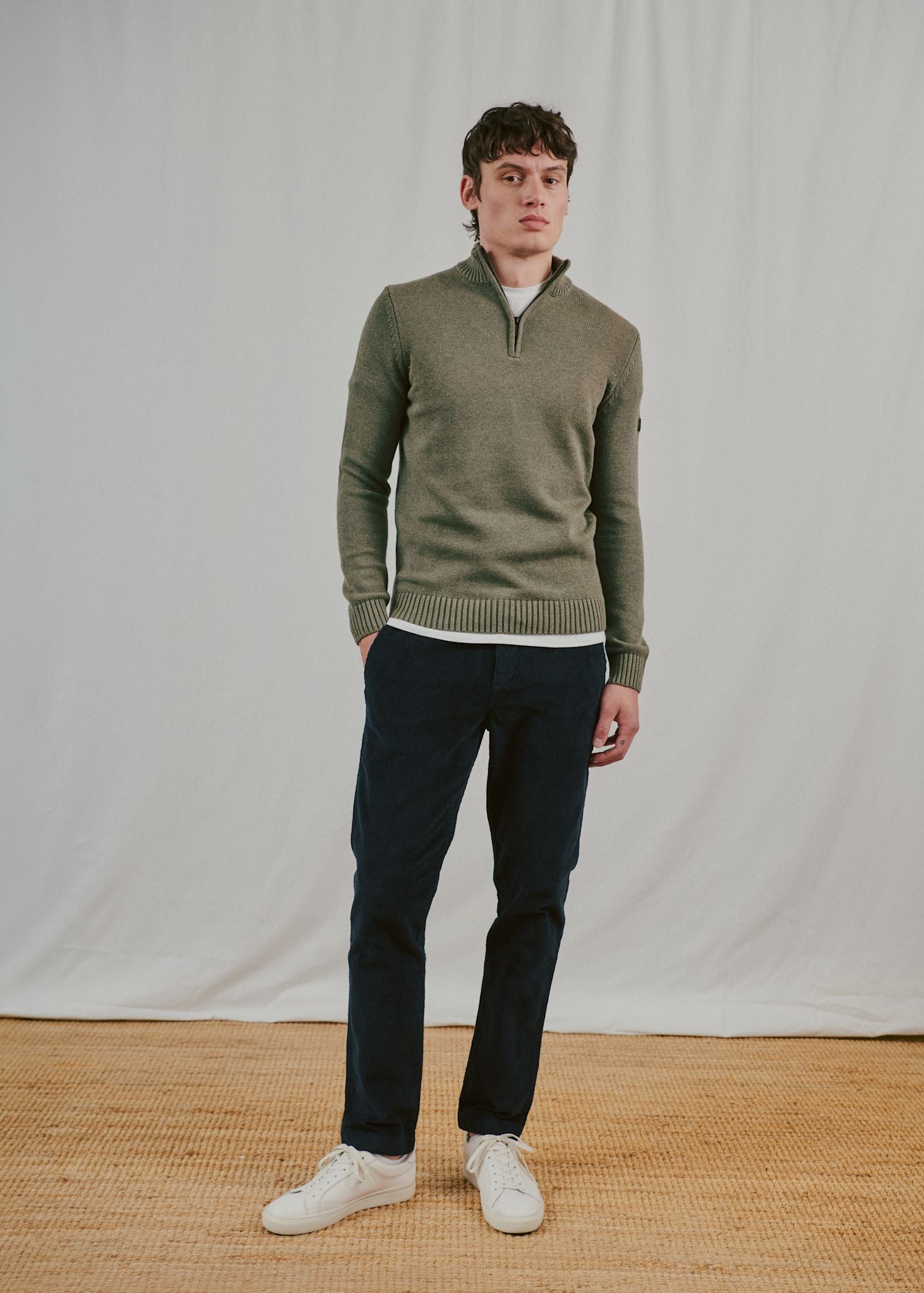 BS Cunha Regular Fit Stickat - Olive
