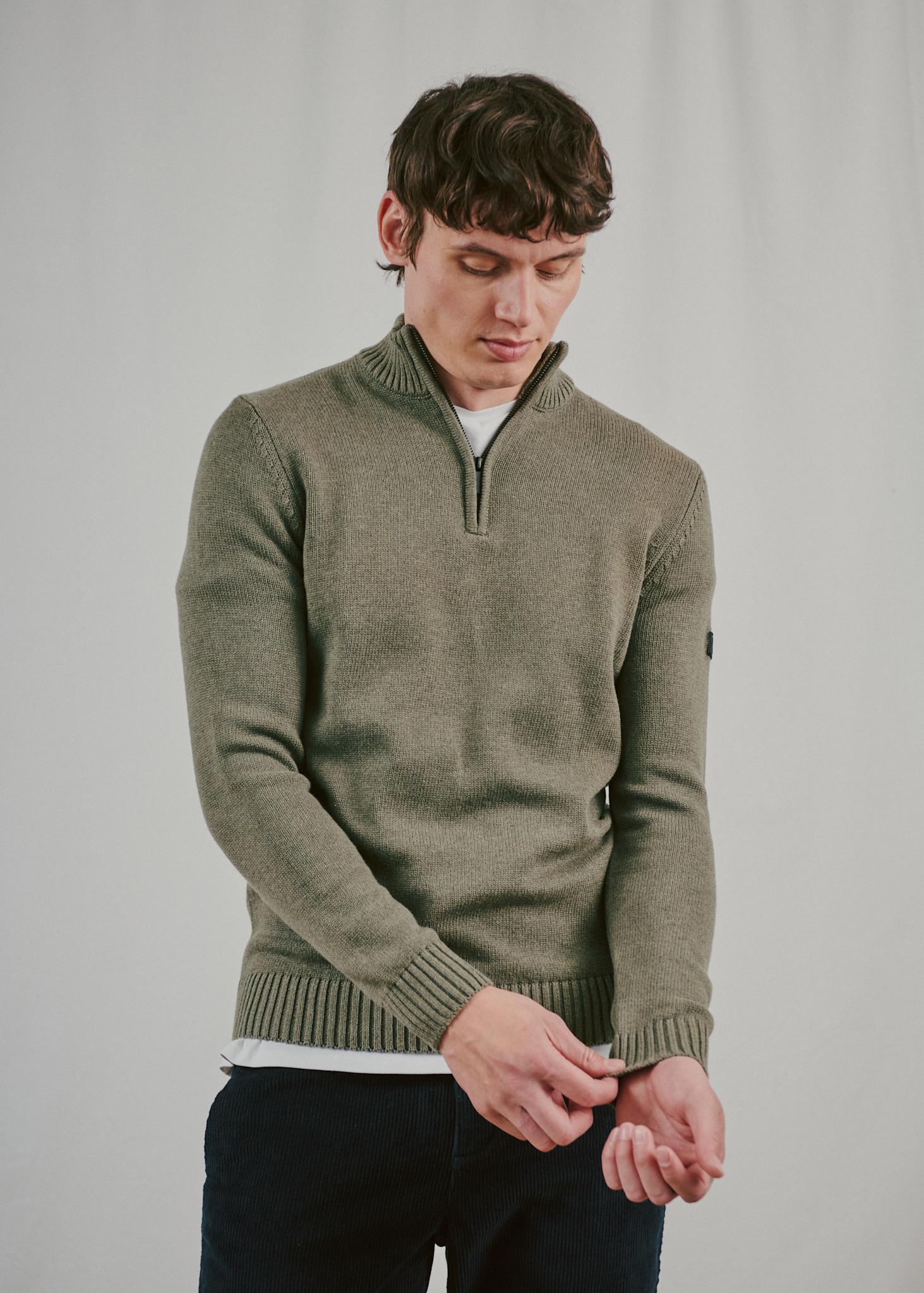 BS Cunha Regular Fit Stickat - Olive