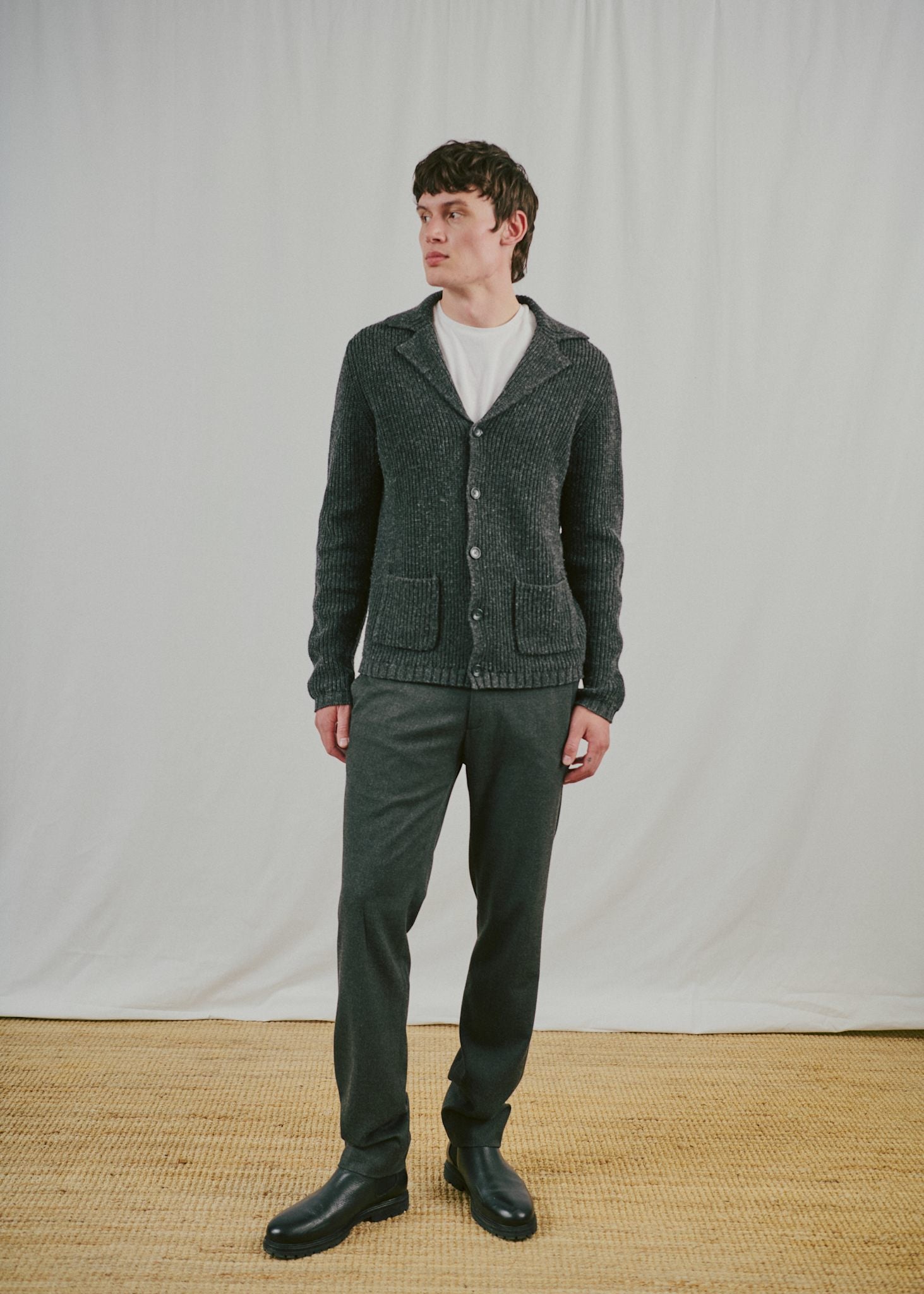BS Nauru Regular Fit Stickat - Dark Grey