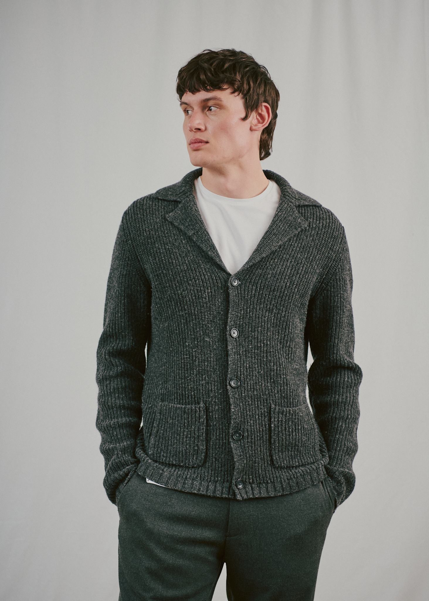 BS Nauru Regular Fit Stickat - Dark Grey