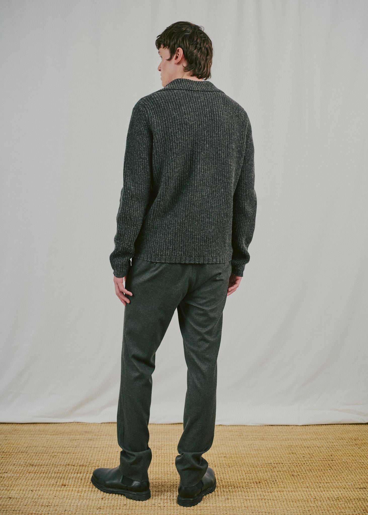 BS Nauru Regular Fit Stickat - Dark Grey