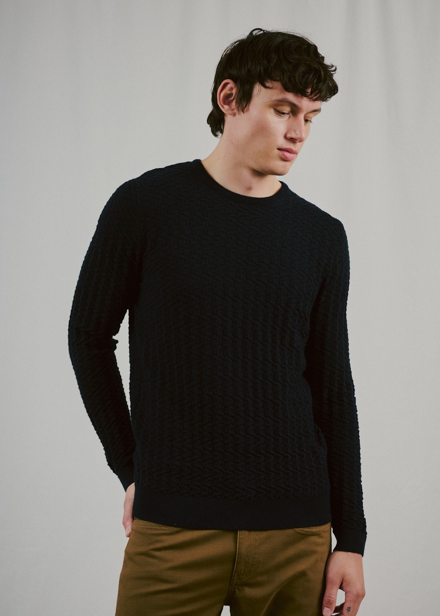 BS Kergueleu Regular Fit Stickat - Navy