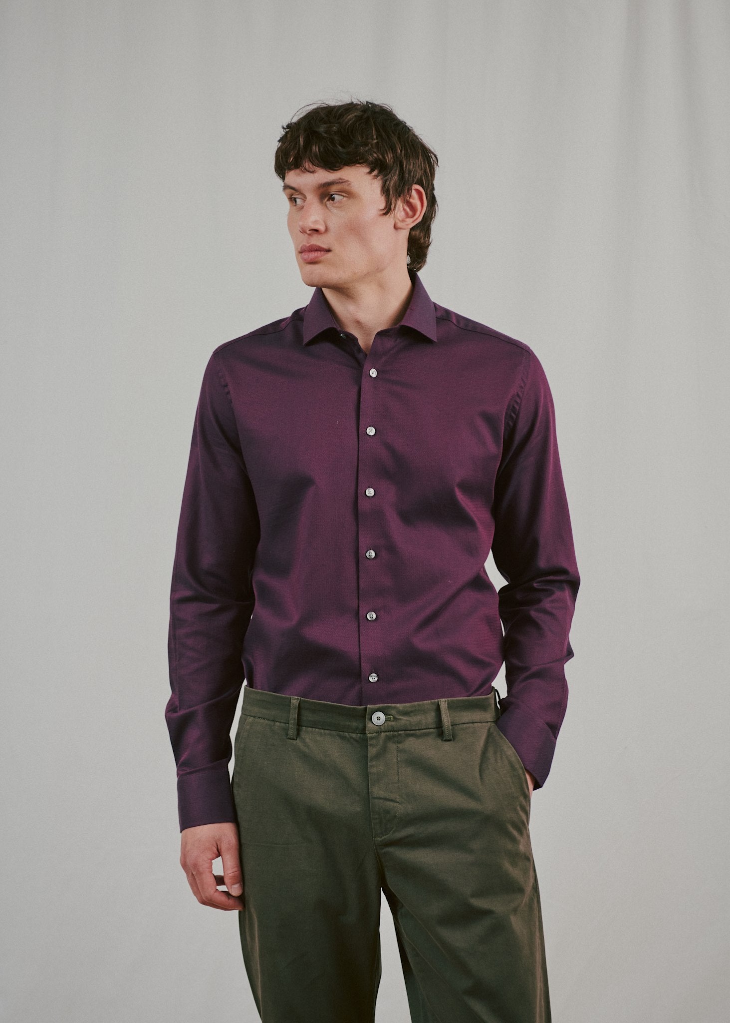 BS Hvang Slim Fit Skjorta - Bordeaux