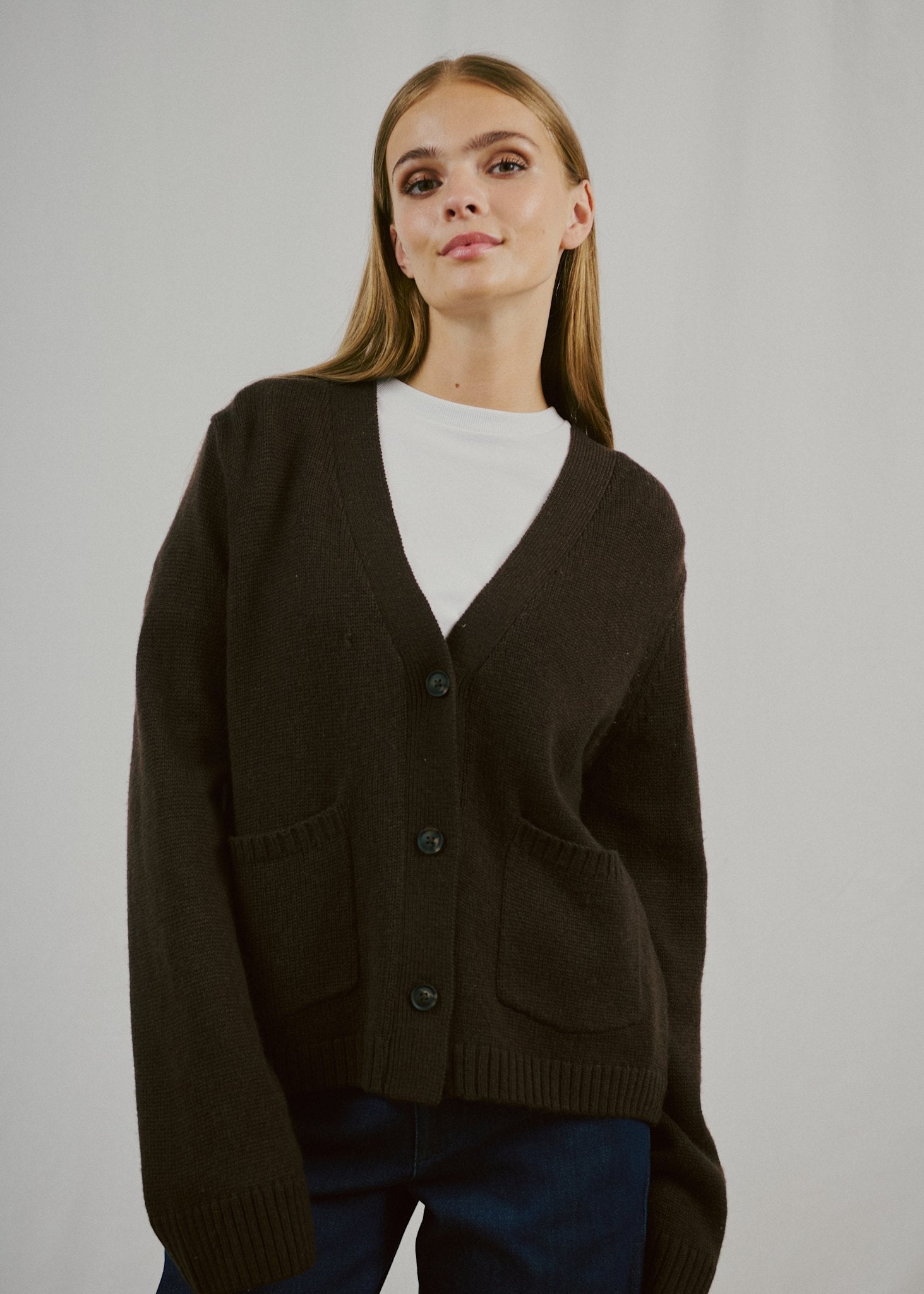 BS Gretel Regular Fit Stickat - Dark Brown