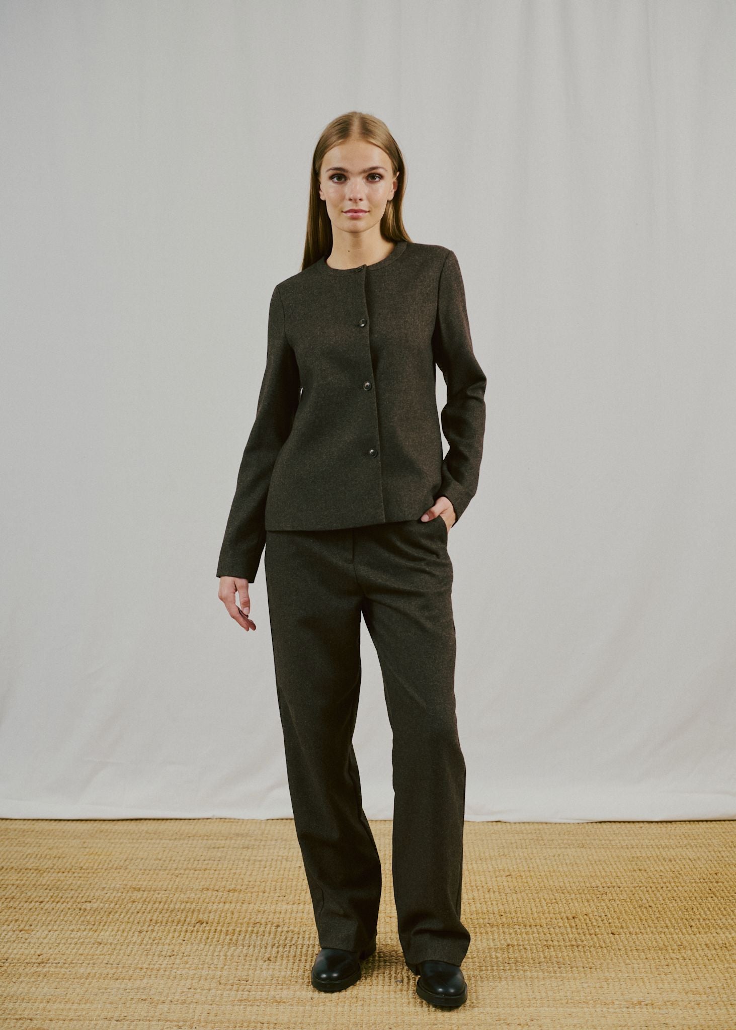 BS Heike Regular Fit Kostymbyxor - Dark Brown