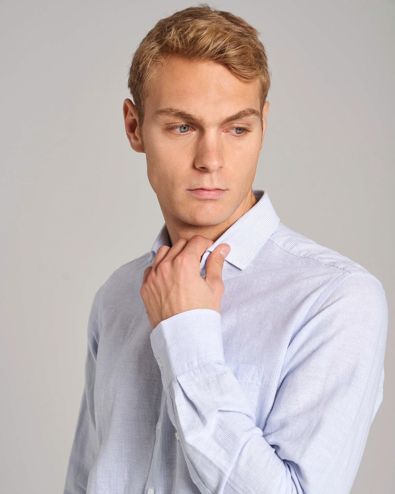 BS Fernando Casual Modern Fit Skjorta - Light Blue/White