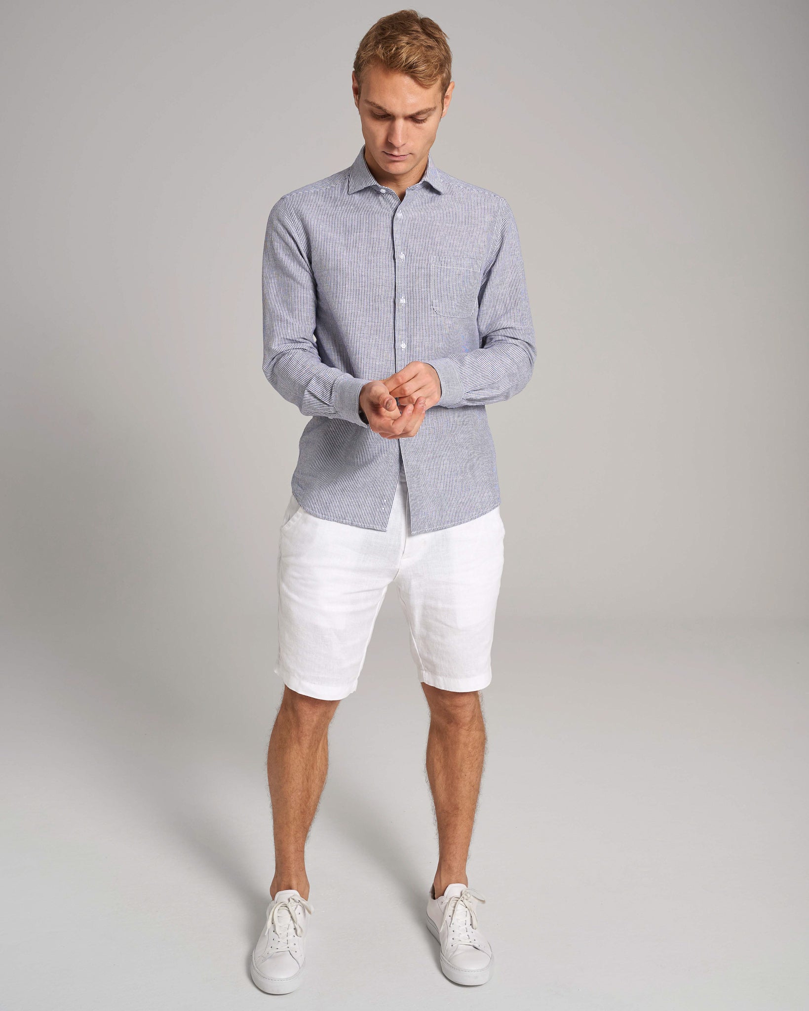 BS Fernando Casual Modern Fit Skjorta - Blå/Vit