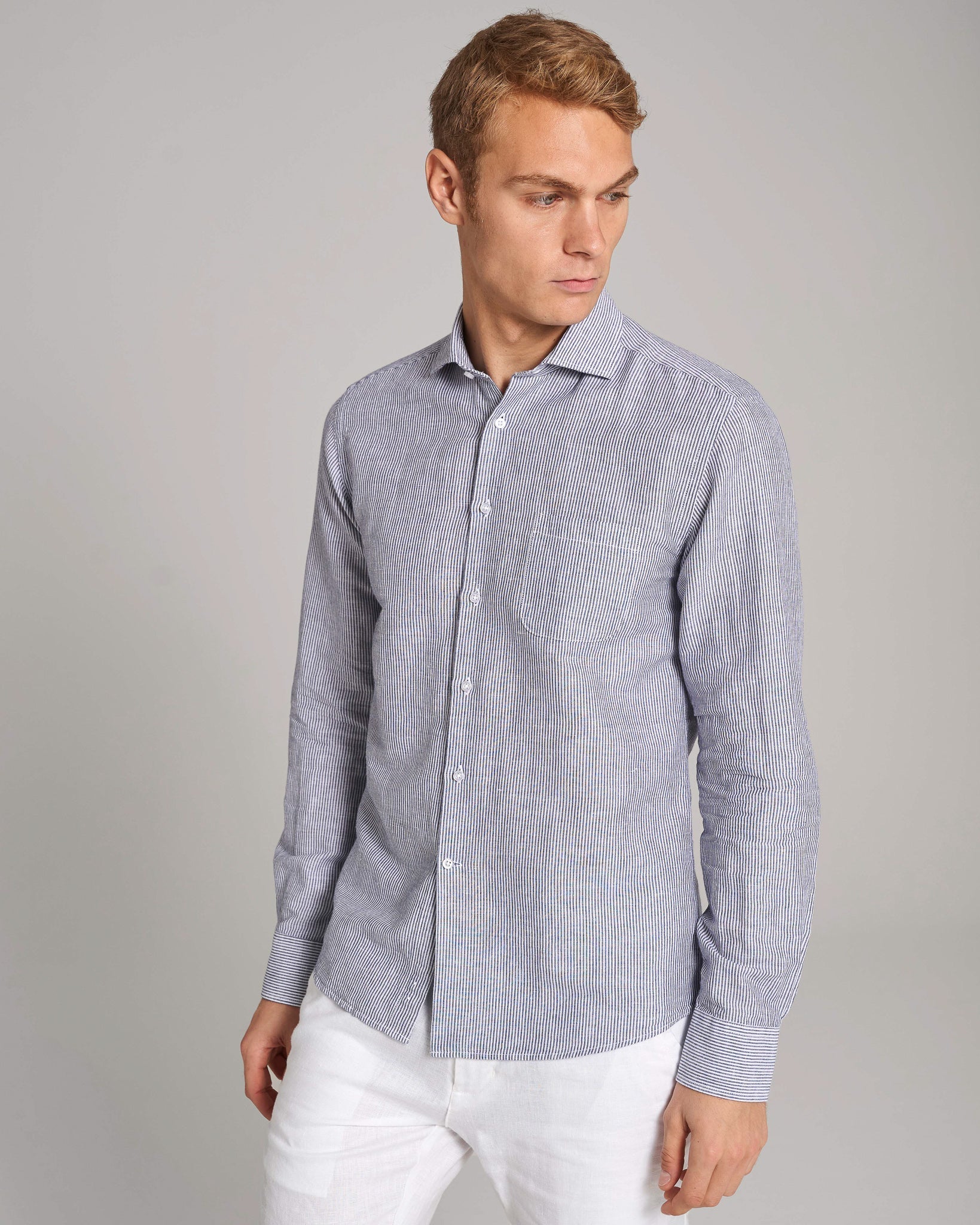 BS Fernando Casual Modern Fit Skjorta - Blå/Vit
