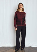 BS Kjersti Regular Fit Stickat - Bordeaux/Black