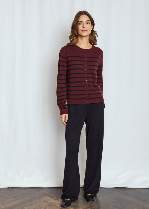 BS Kjersti Regular Fit Stickat - Bordeaux/Black