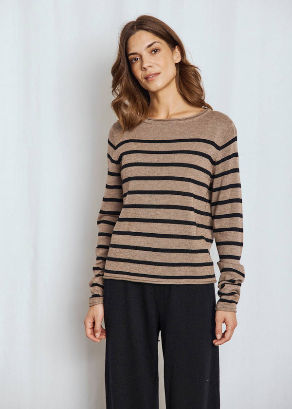BS Ophelia Regular Fit Stickat - Brown/Black
