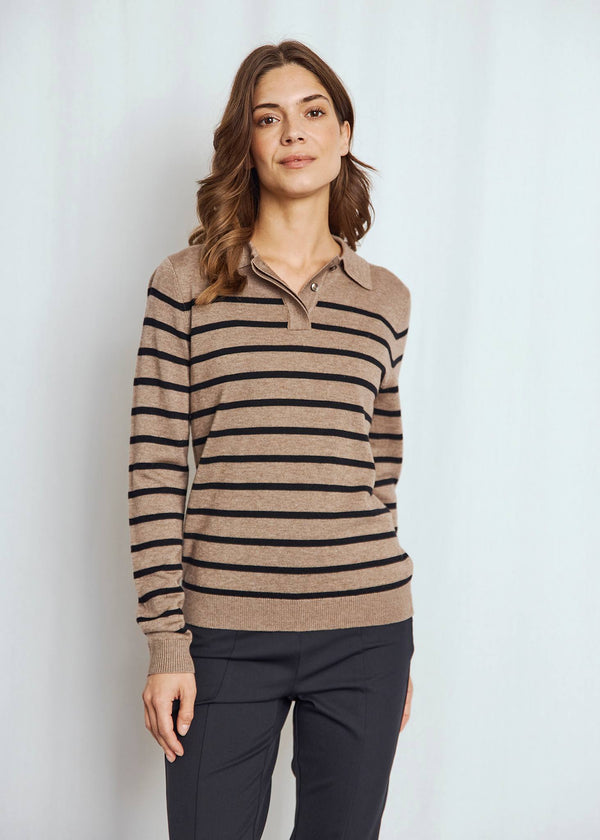 BS Eirin Regular Fit Stickat - Brown/Black