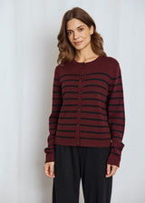 BS Kjersti Regular Fit Stickat - Bordeaux/Black