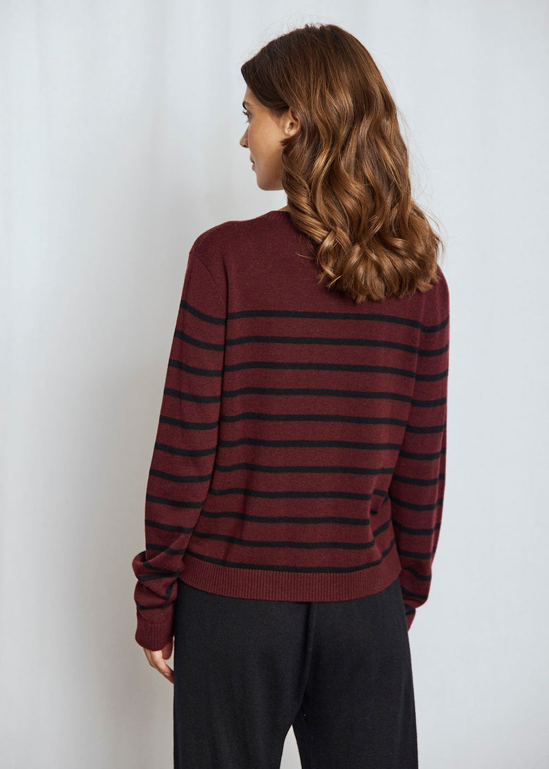 BS Kjersti Regular Fit Stickat - Bordeaux/Black