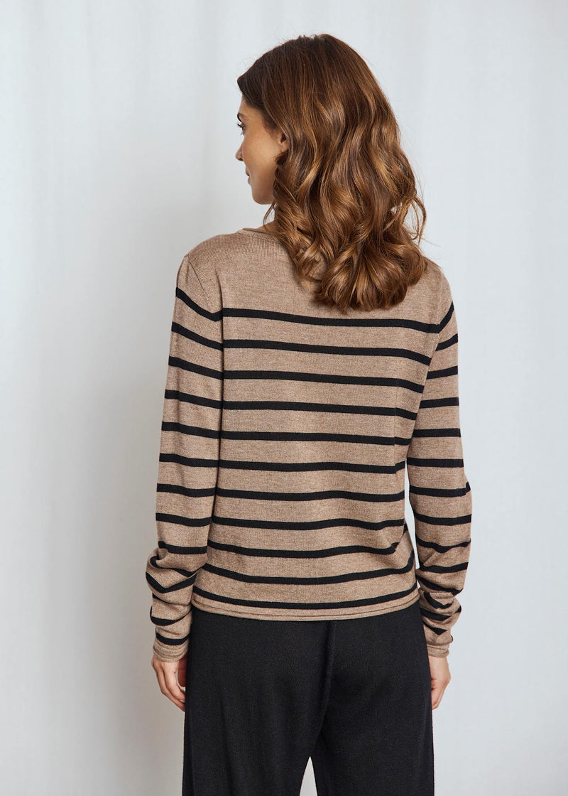 BS Ophelia Regular Fit Stickat - Brown/Black