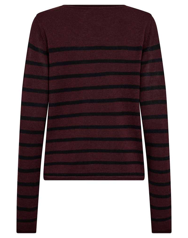 BS Ophelia Regular Fit Stickat - Bordeaux/Black