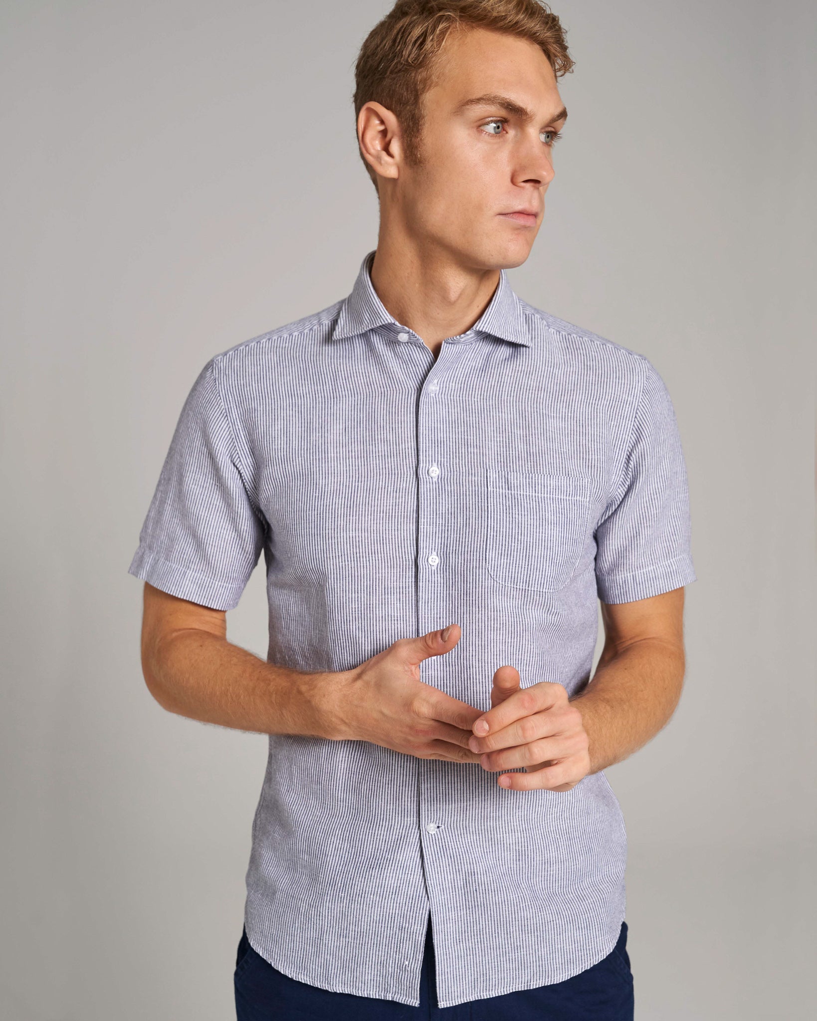 BS Lewis Casual Modern Fit Skjorta - Blå/Vit