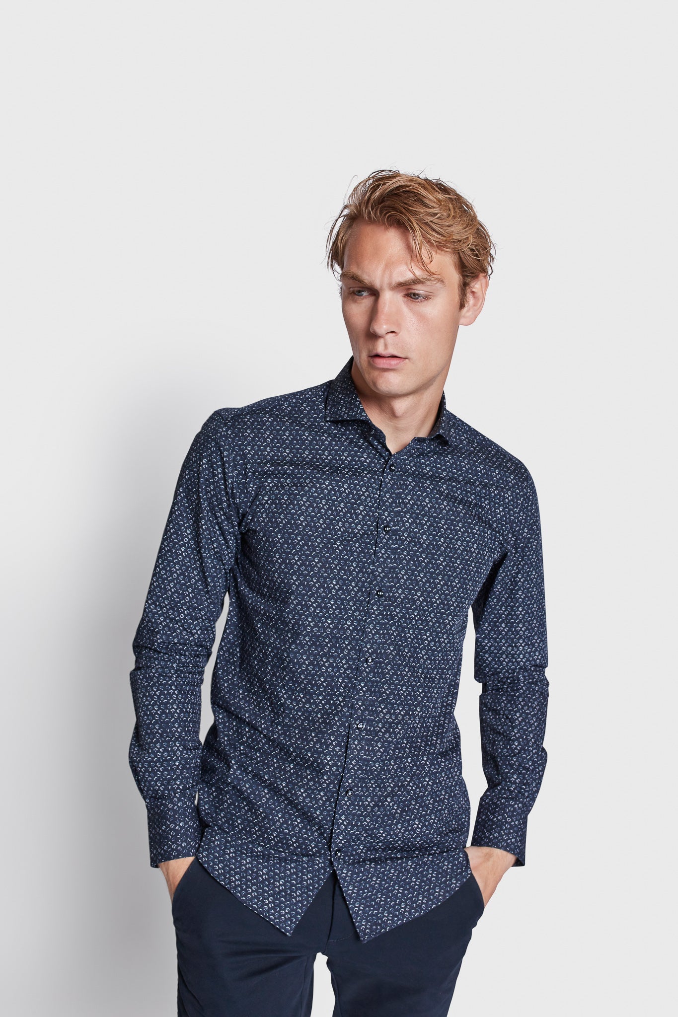 BS Jax Slim Fit Skjorta - Navy