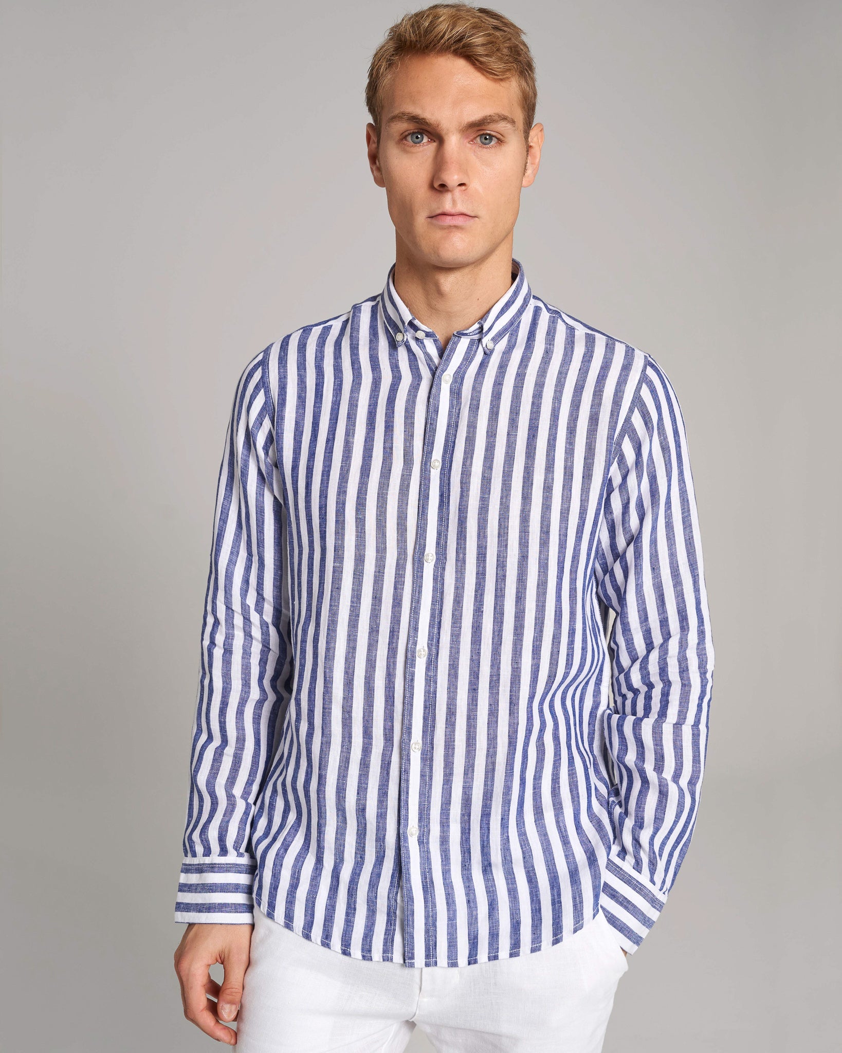 BS Esteban Casual Modern Fit Skjorta - Blå/Vit