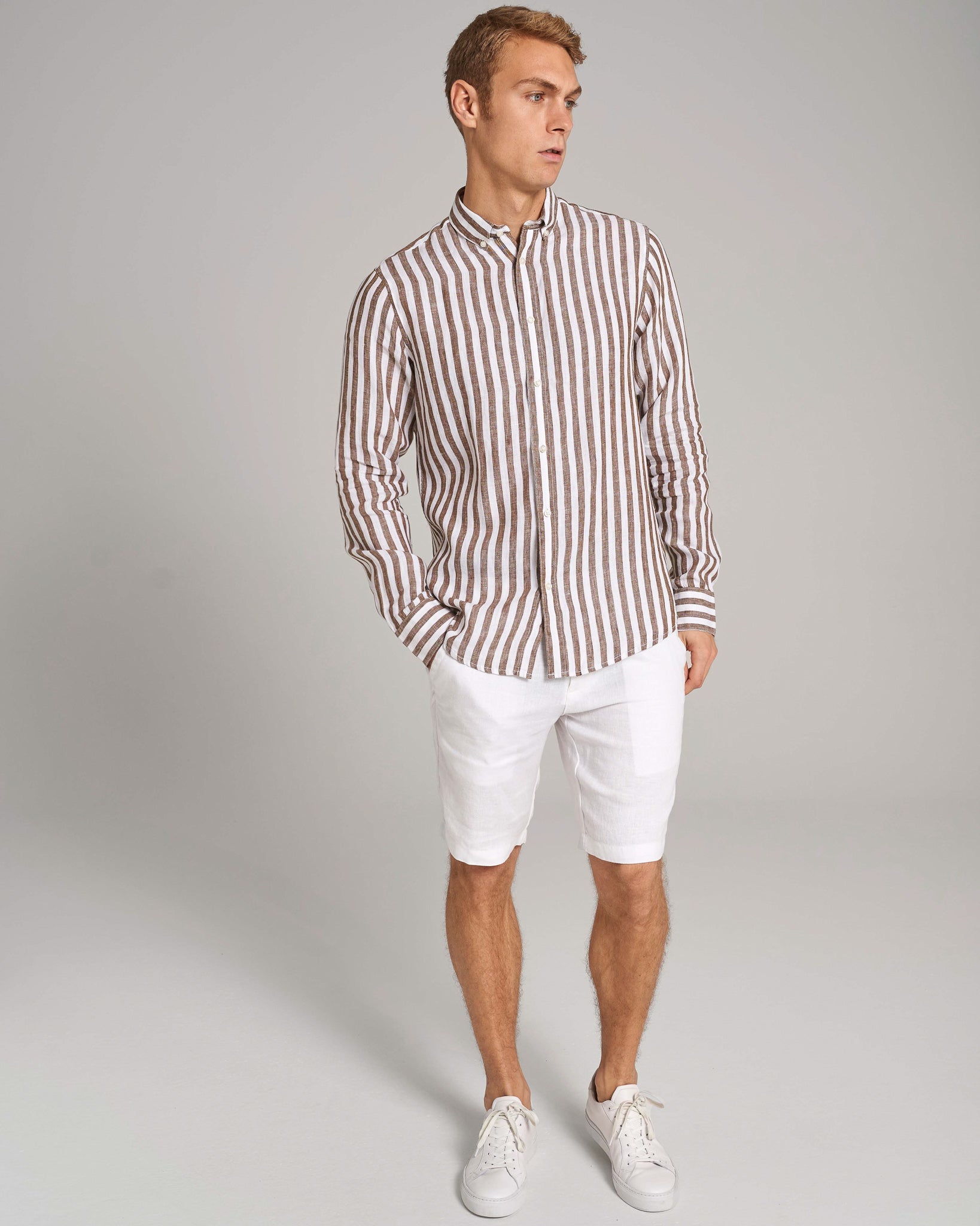 BS Esteban Casual Modern Fit Skjorta - Ockra/Vit