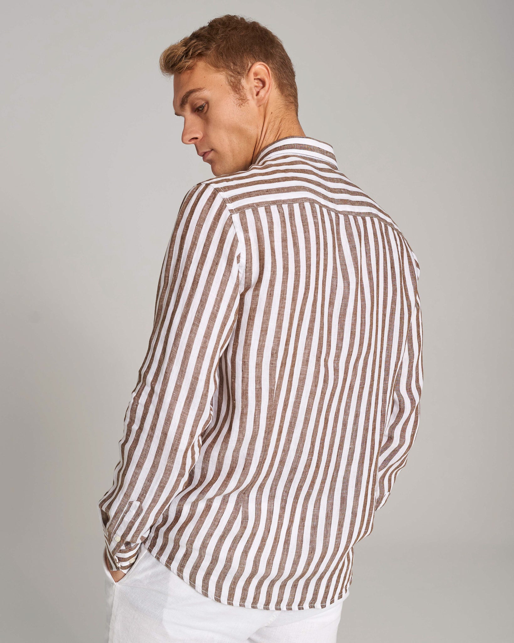 BS Esteban Casual Modern Fit Skjorta - Ockra/Vit