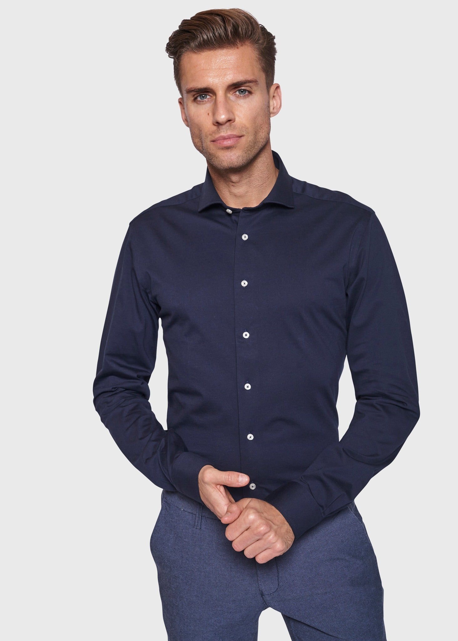 BS Raven Slim Fit Skjorta - Marinblå