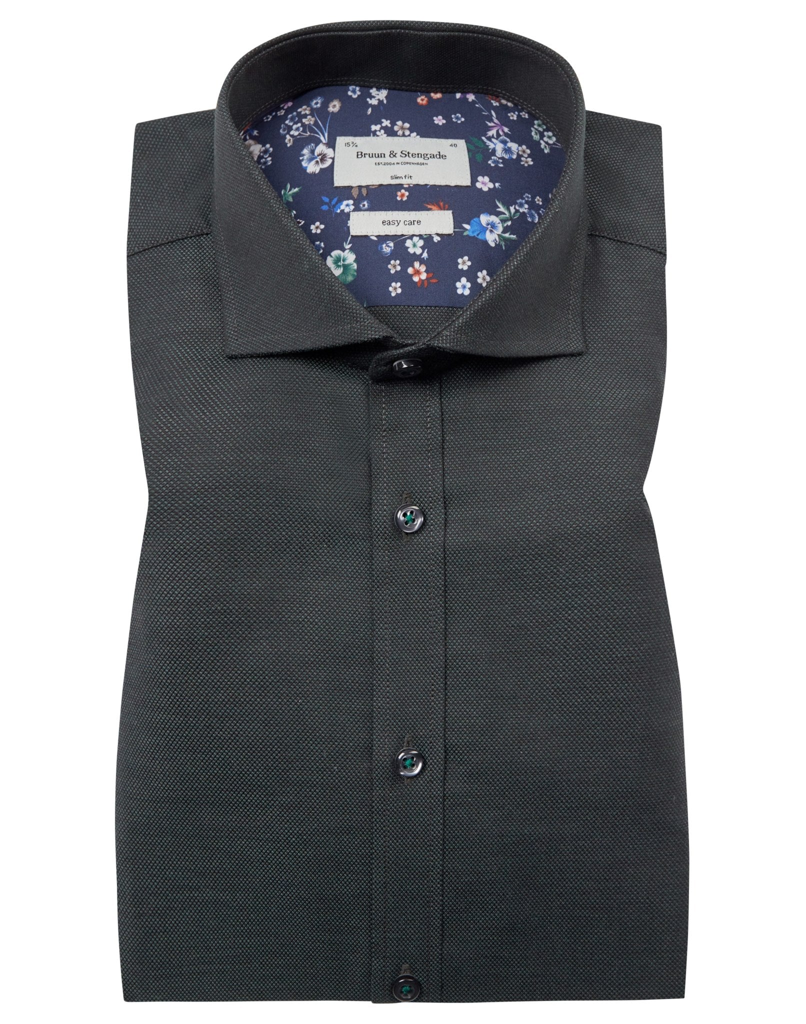 BS Robert Slim Fit Skjorta - Dark Green