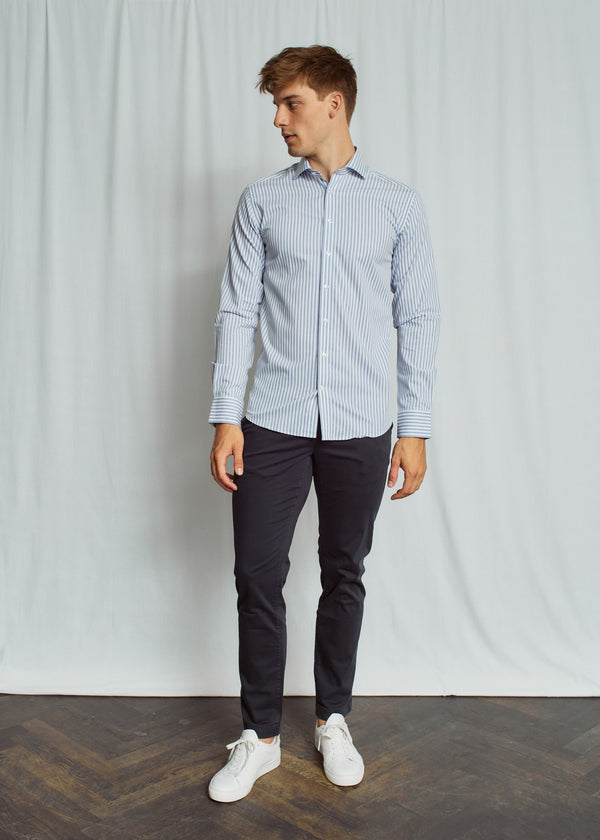 BS Griffin Slim Fit Skjorta - Light Blue/White