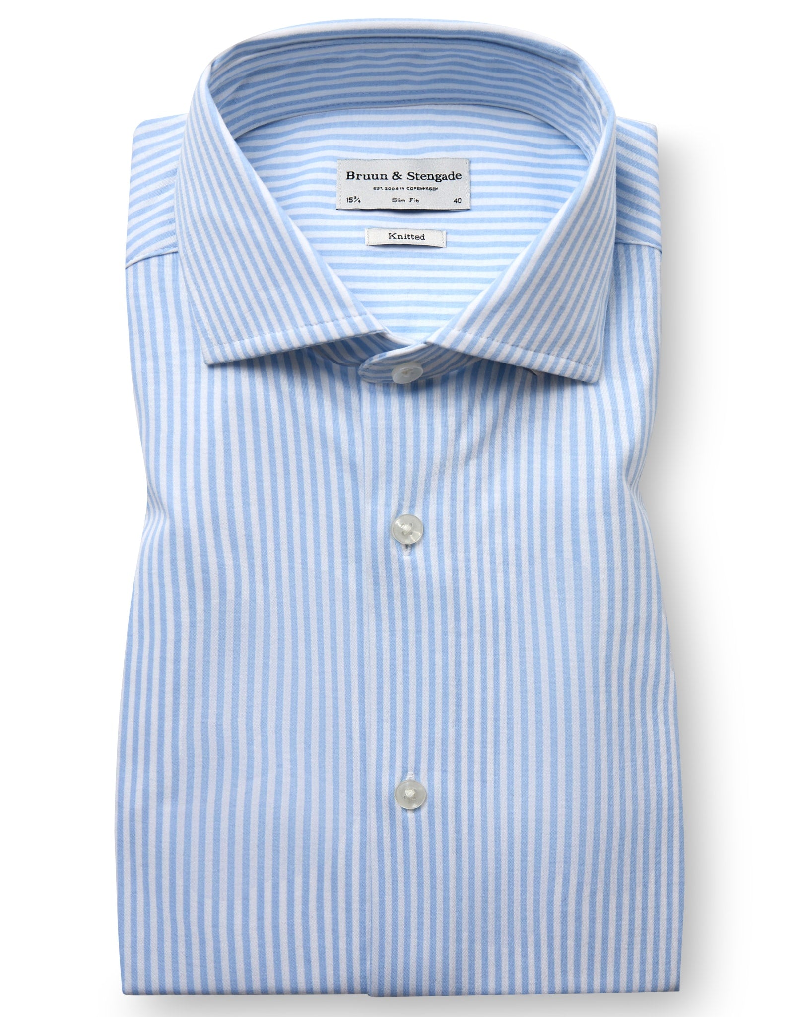 BS Brady Slim Fit Skjorta - Ljusblå/Vit