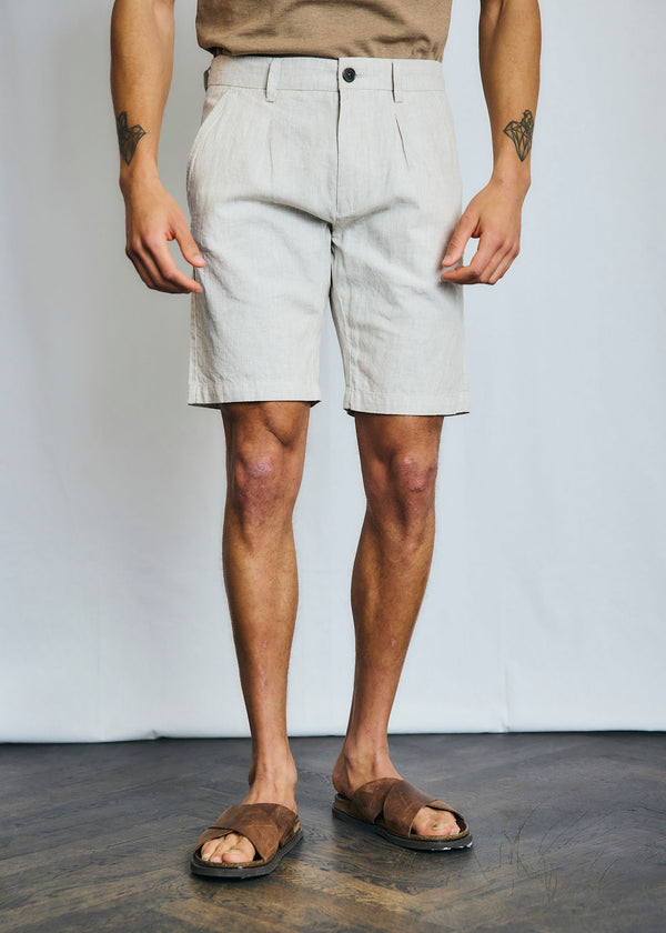 BS Apollon Regular Fit Shorts - Beige/White