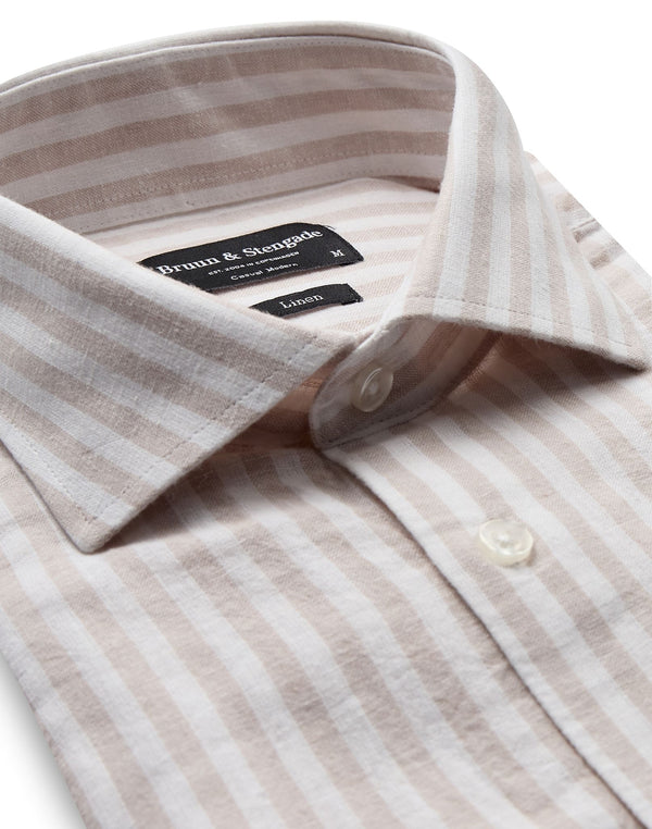BS O'Sullivan Casual Modern Fit Skjorta - Sand/White