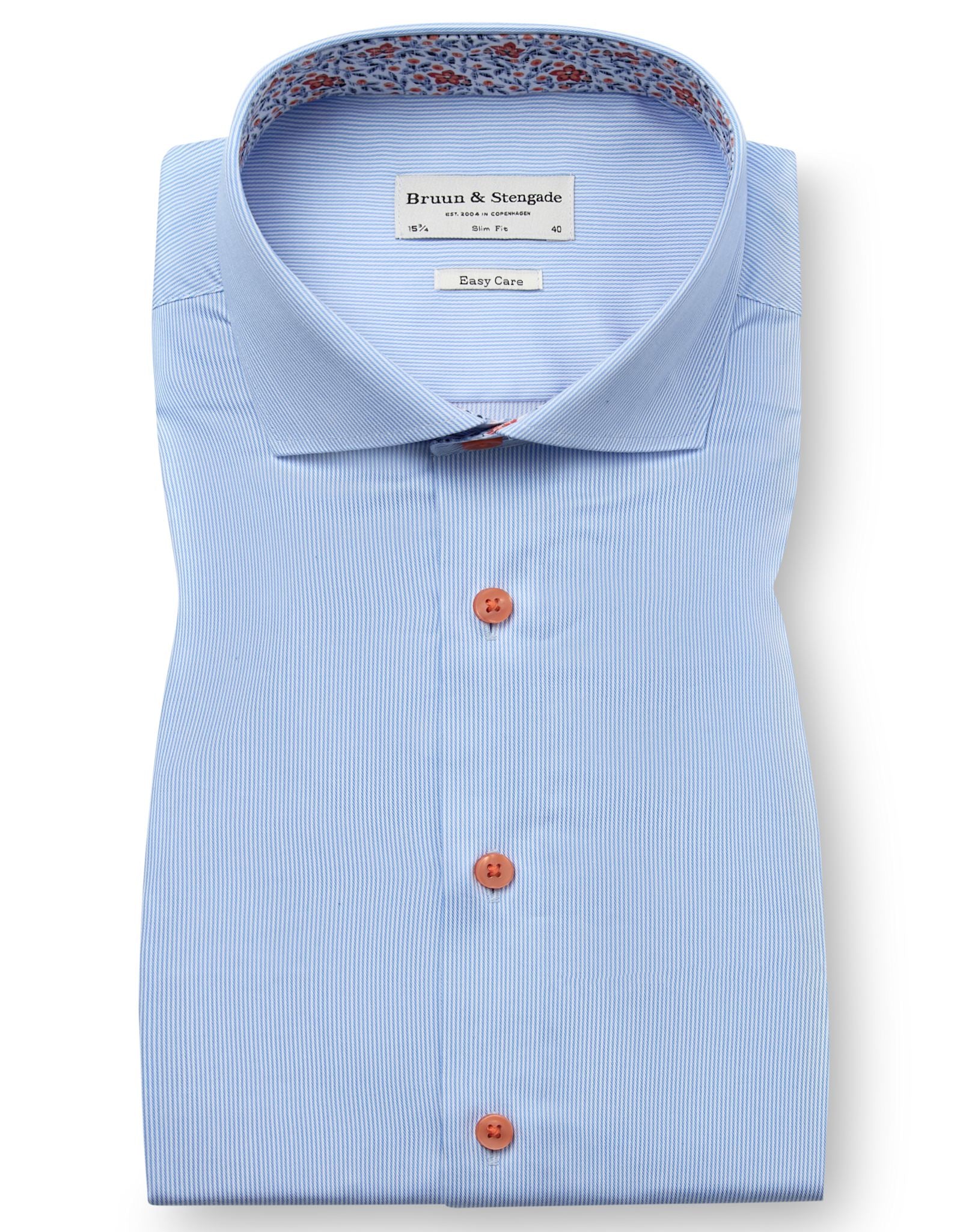 BS Wael Slim Fit Skjorta - Light Blue/White