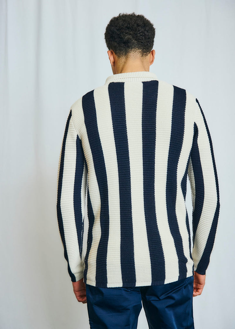 BS Sito Regular Fit Stickat - Navy/White