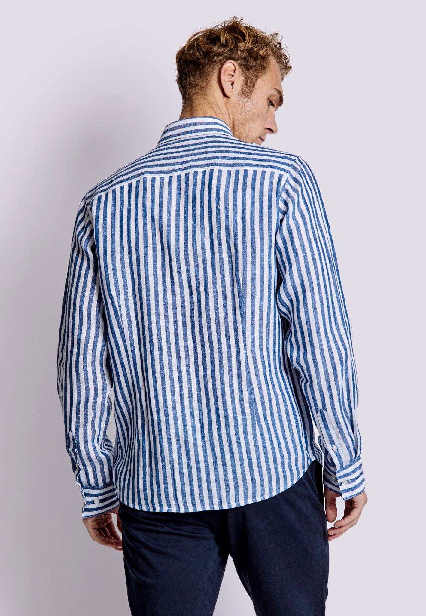 BS Barcelona Casual Modern Fit Skjorta - Blå/Vit