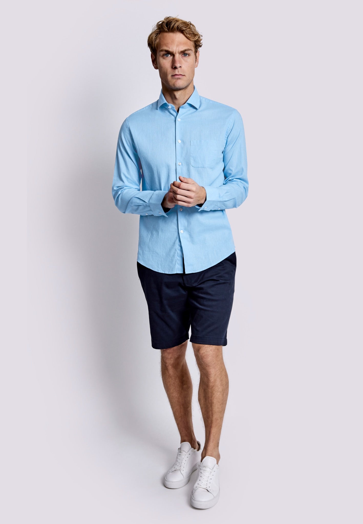 BS Ferrol Casual Slim Fit Skjorta - Ljusblå