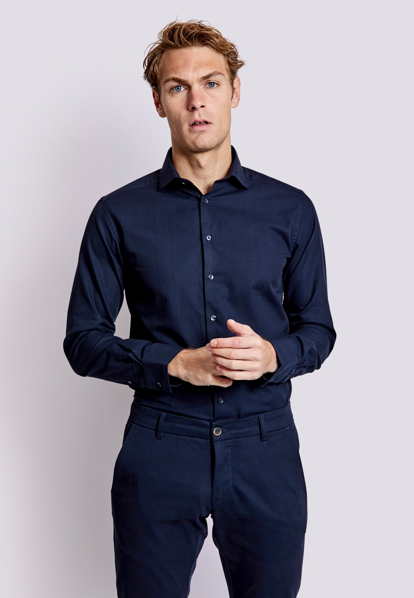 BS Falcao Modern Fit Skjorta - Marinblå