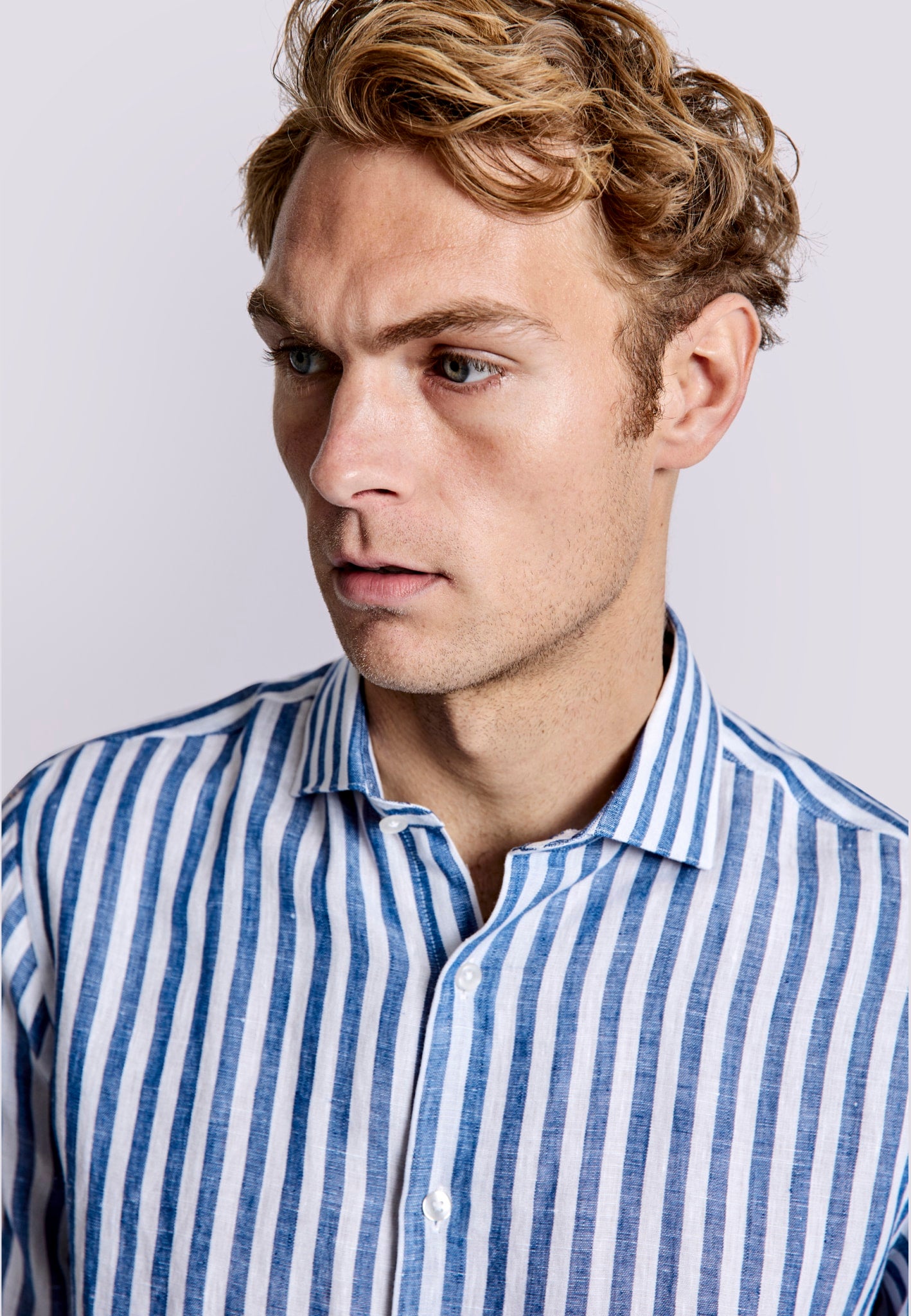 BS Barcelona Casual Modern Fit Skjorta - Blå/Vit
