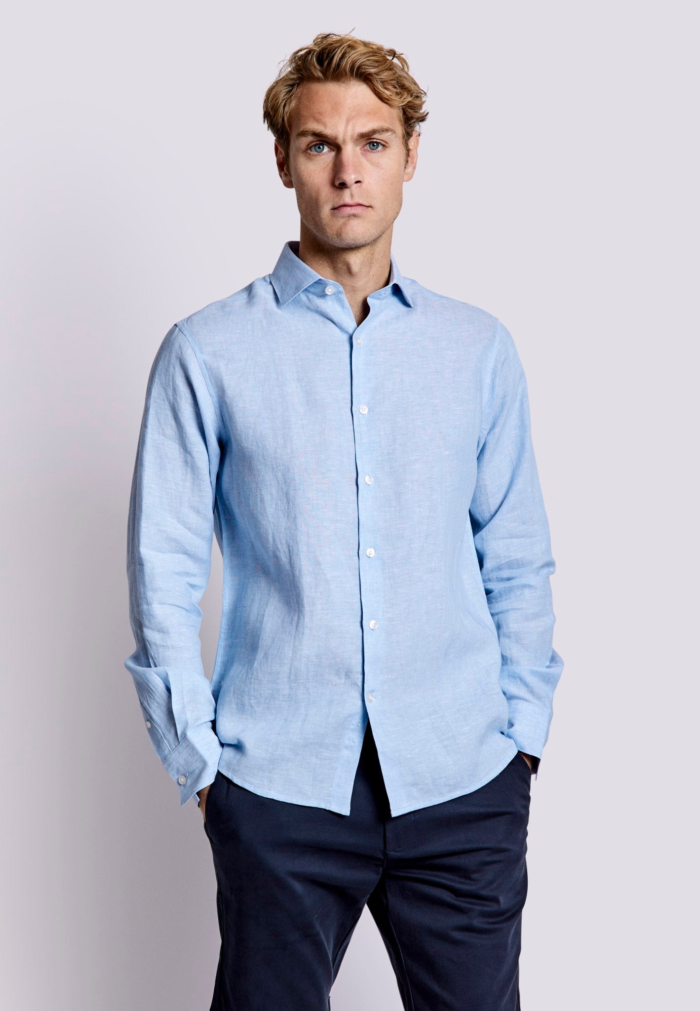 BS Bilbao Casual Modern Fit Skjorta - Ljusblå