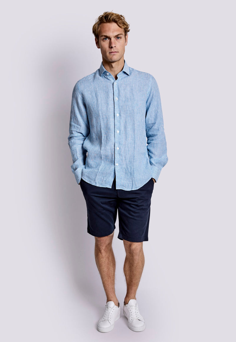 BS Malaga Casual Modern Fit Skjorta - Blue/White