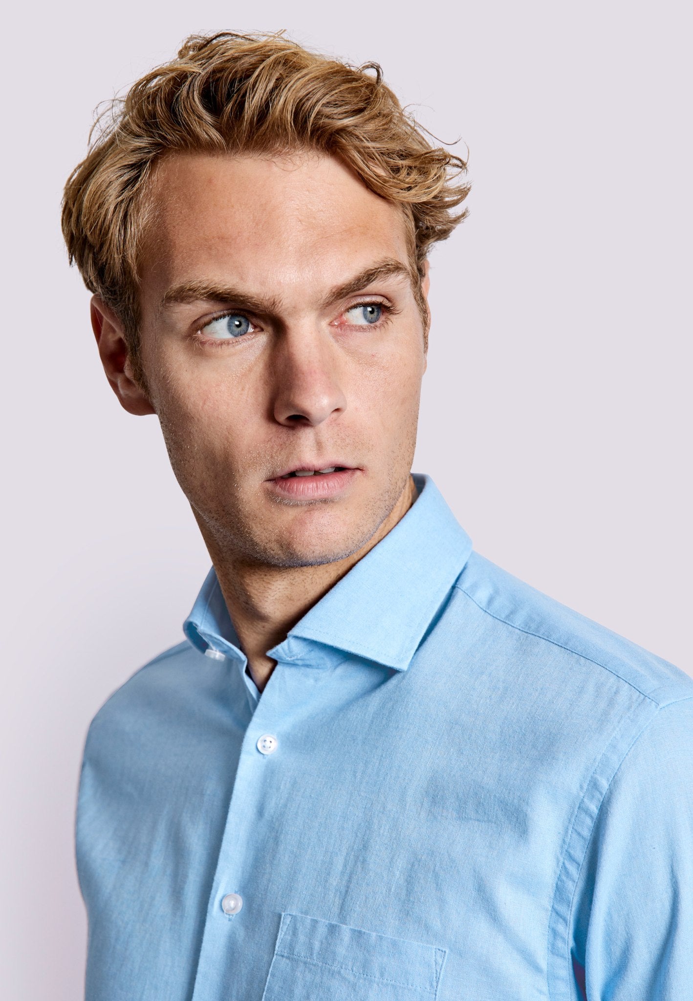BS Ferrol Casual Slim Fit Skjorta - Ljusblå