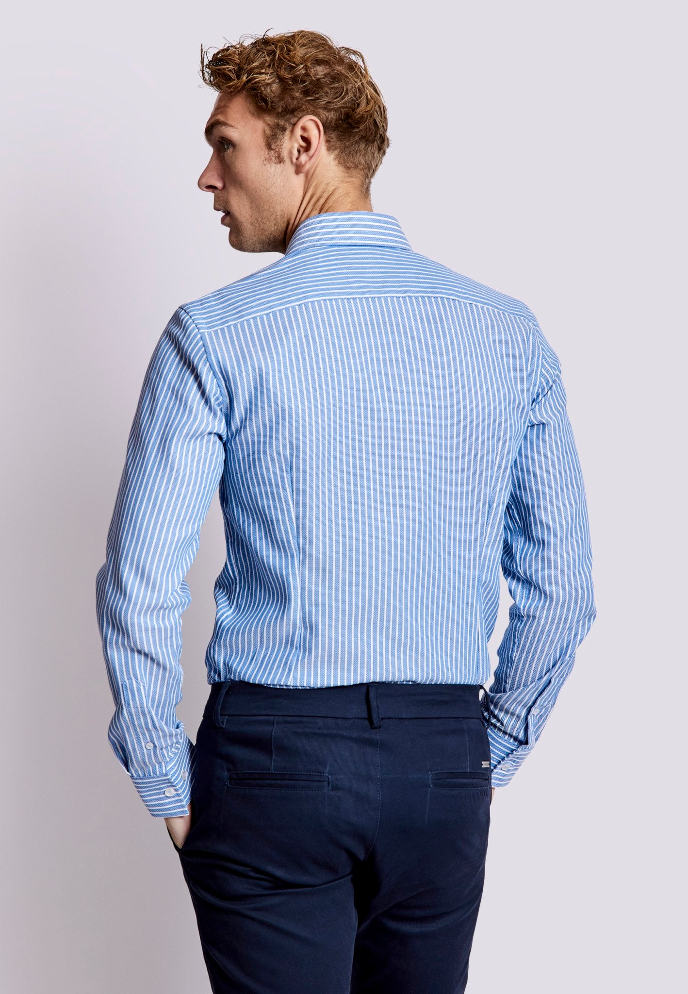 BS Angus Slim Fit Skjorta - Blue/White