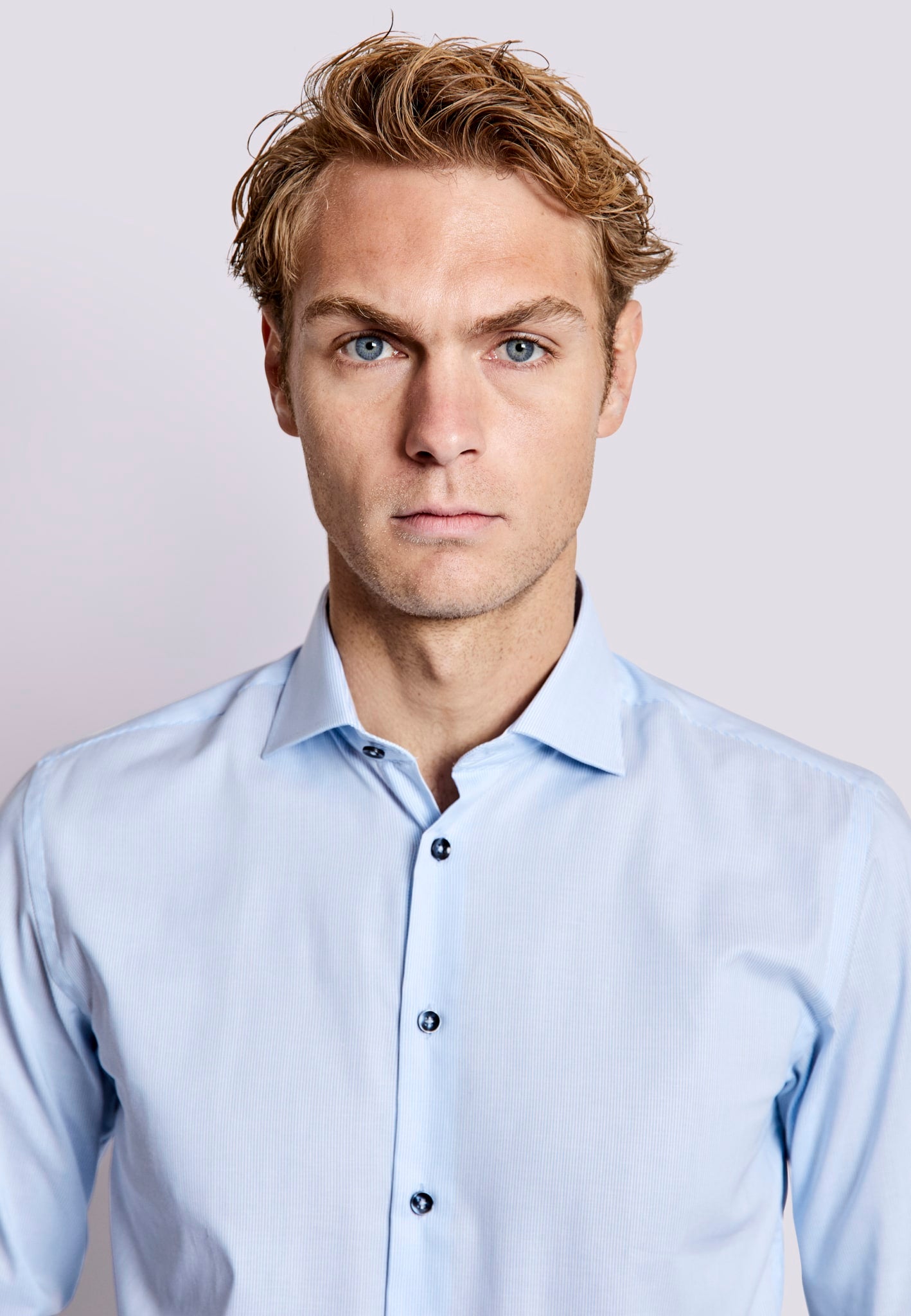 BS Dane Slim Fit Skjorta - Ljusblå/Vit