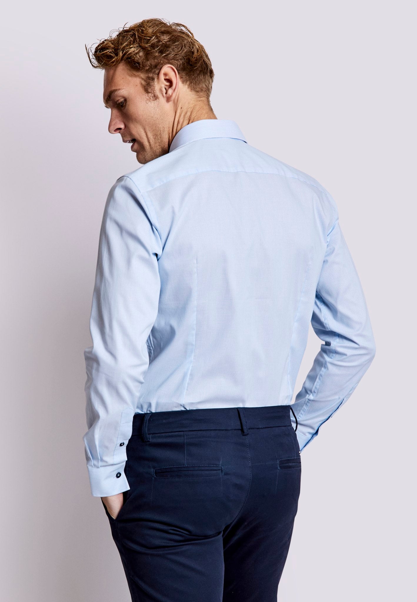 BS Dane Slim Fit Skjorta - Ljusblå/Vit