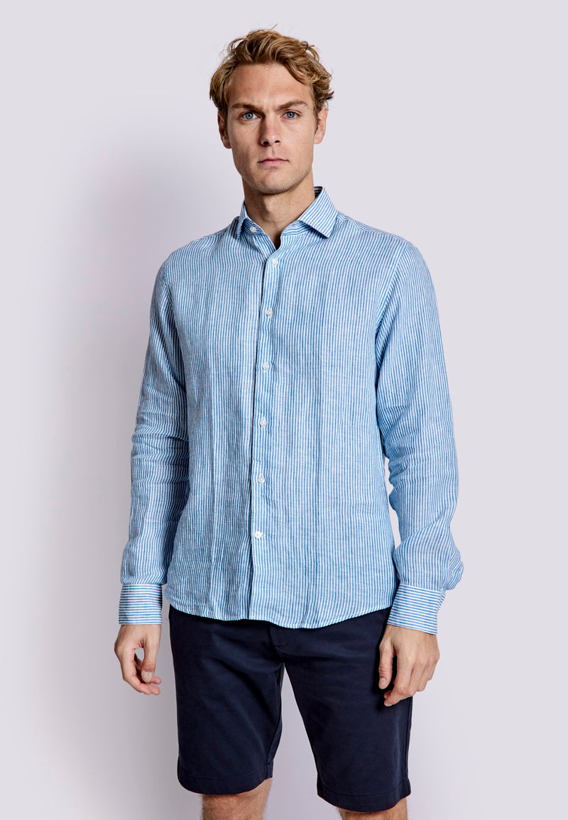 BS Malaga Casual Modern Fit Skjorta - Blue/White