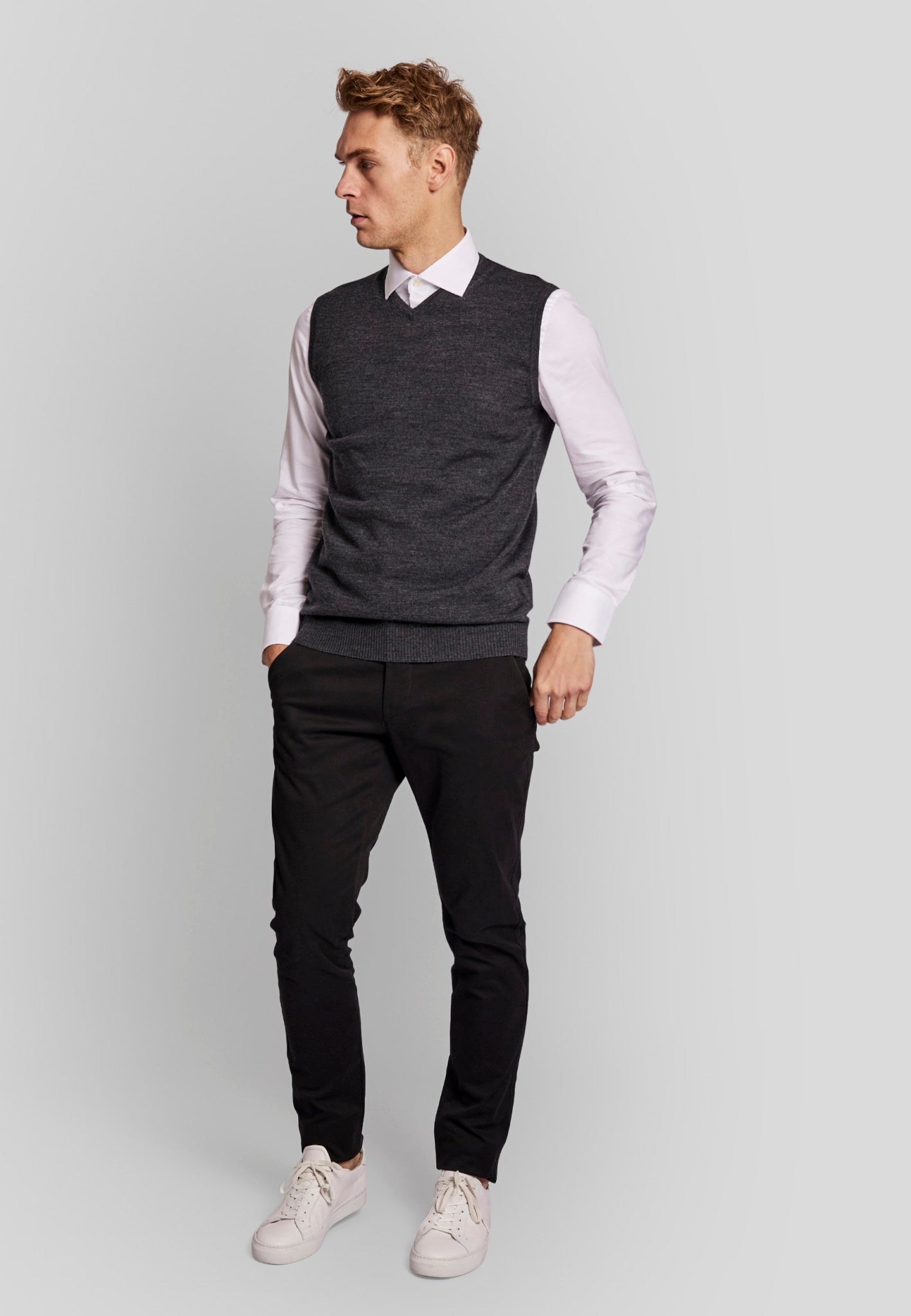 BS Merkur regular fit Stickad tröja - Grey