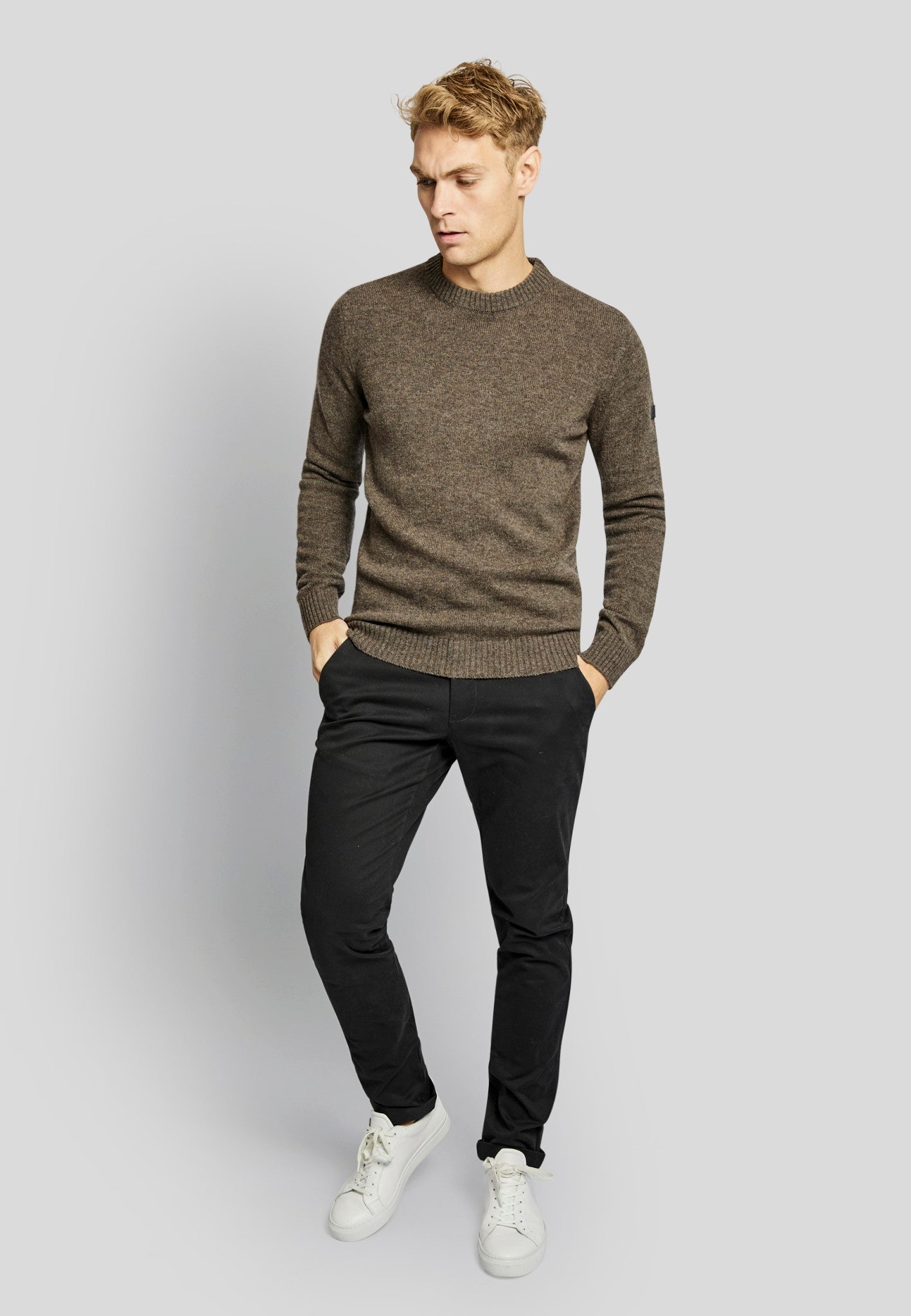 BS Hugo regular fit Stickad tröja - Brown